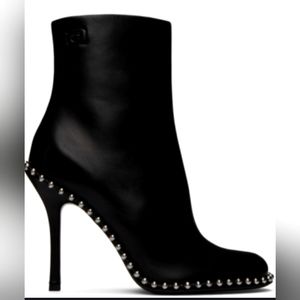 Alexander Wang Nova Stud Booties Black Ankle Boots Size EU 37.5 US 7:5 New NWB